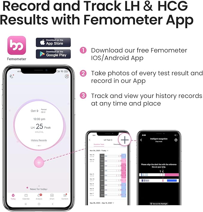Femometer Home LH & HCG Test Strip Kit 50 Ovulation & 20 Pregnancy Test Strips Over 99% Accurate & Easy to Use