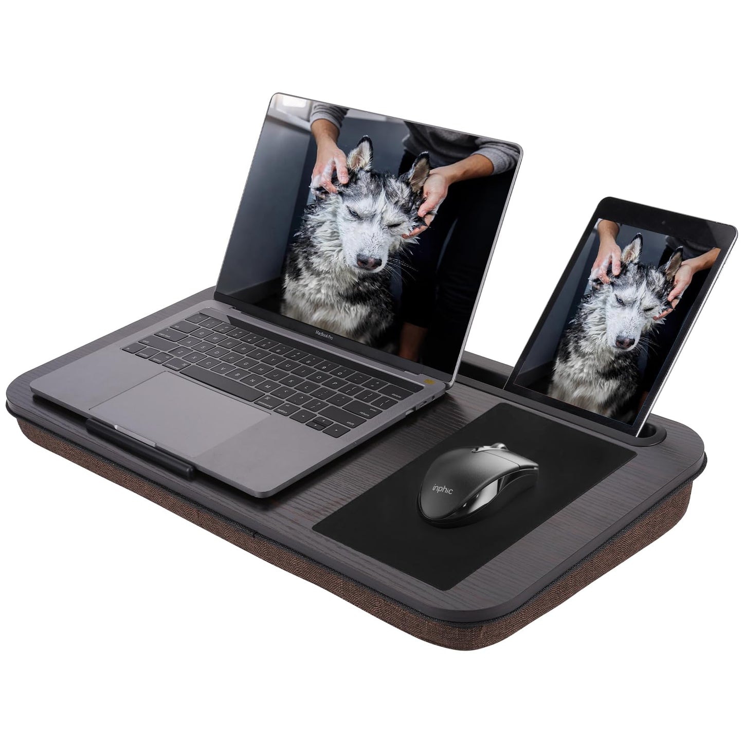 ASIEIT New Laptop Lap Desks for Adults, Fits Up to 17.3" Laptops, Portable Laptop Desk for Bed, Multi-Functional Bed Desk with Mouse Pad, Cushion, Phone Holder & Handle, Lap Stand for Bed, Couch, Car