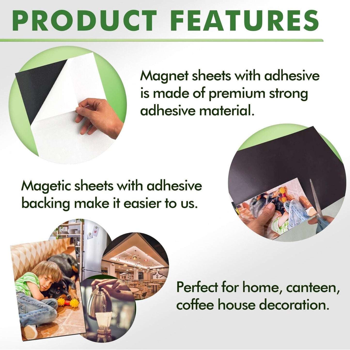 STONE CITY Magnetic Sheets 8.5x11 Inch, 12 Pack Magnet Sheets with Adhesive, Cuttable and Flexible for Crafts, Photos, Fridge