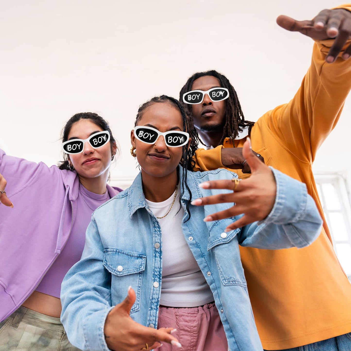 Flutesan 12 Pcs Personalized Y2k Wrap Around Sunglasses with 4 Marker for Adult DIY Rapper Glasses Costume Accessories(16 Pcs, White)