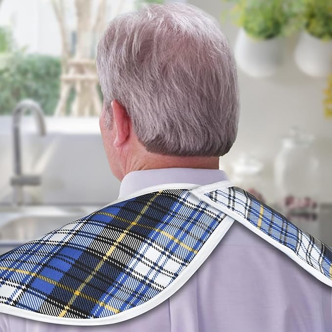 Adult Bibs, Waterproof Bib Clothing Protector with Crumb Catcher, Reusable Dining Bibs for Elderly, Men Women