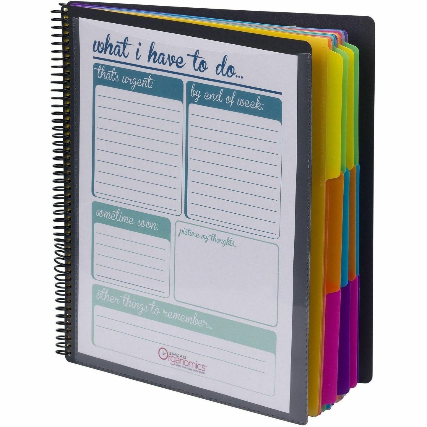 Smead Project Organizer, 24 Pockets, Grey with Assorted Bright Tabs, Tear Resistant Poly, 1/3-Cut Tabs, Letter Size (89206)