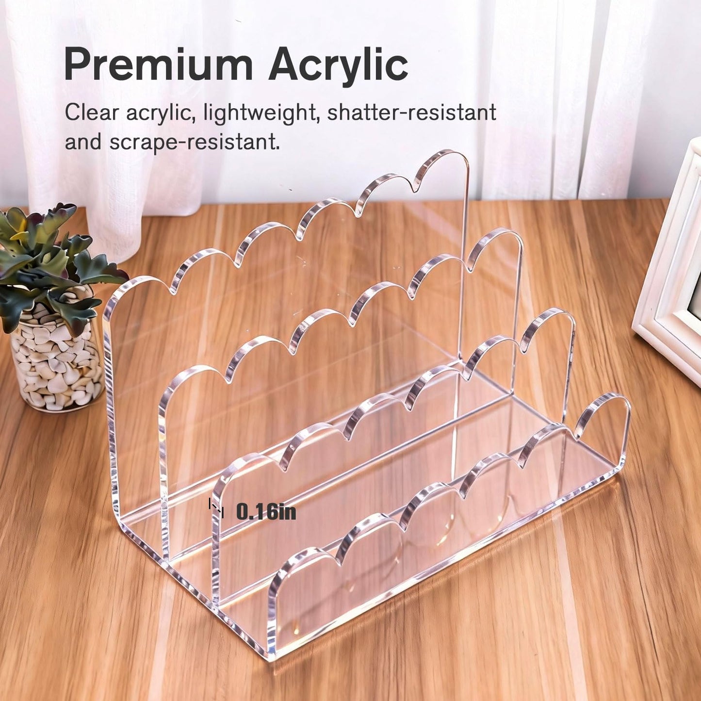 Cryozeo Clear Acrylic Mail Organizer,3 Compartments Letter Holder for Desk, Vertical Acrylic Mail Sorter, Desk Organizer for Letters, Envelope, Bills, Stationery