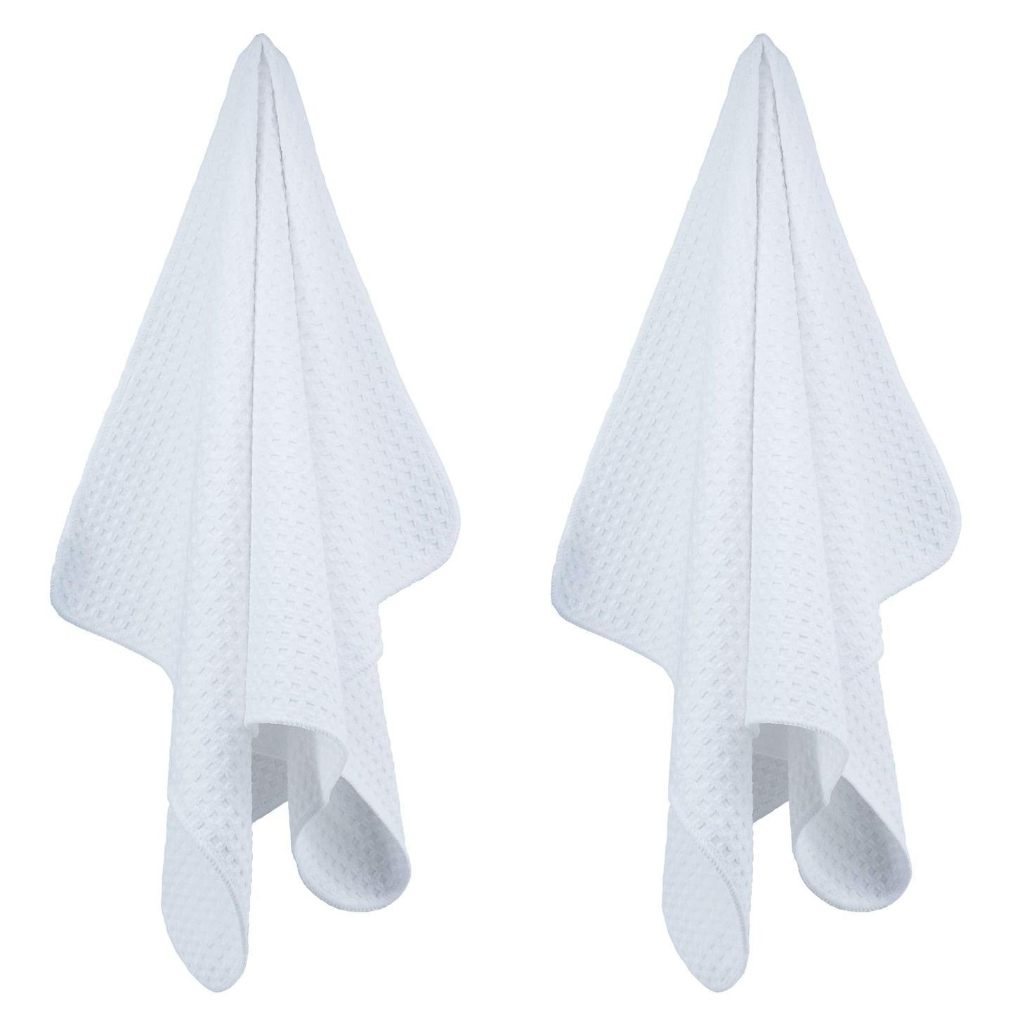 POLYTE Ultra Premium Microfiber Kitchen Dish Hand Towel Waffle Weave, 8 Pack (16x28 in, White)