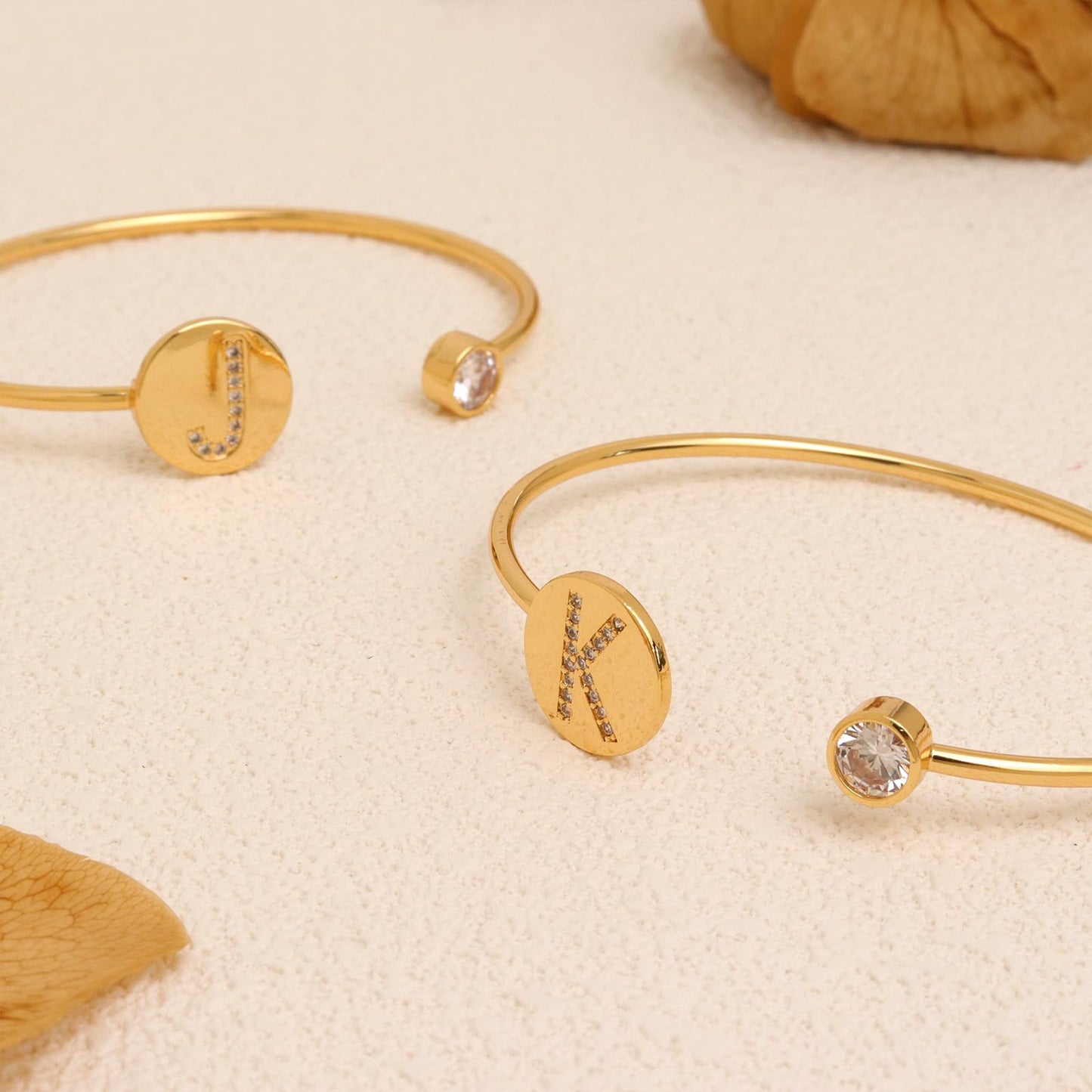 Agriajun Trendy Gold Plated Initial K Cuff Bangle Bracelet for Women, Handmade Statement Cubic Zirconia Stackable Open Letter Bracelets Summer Fashion Jewelry Gift