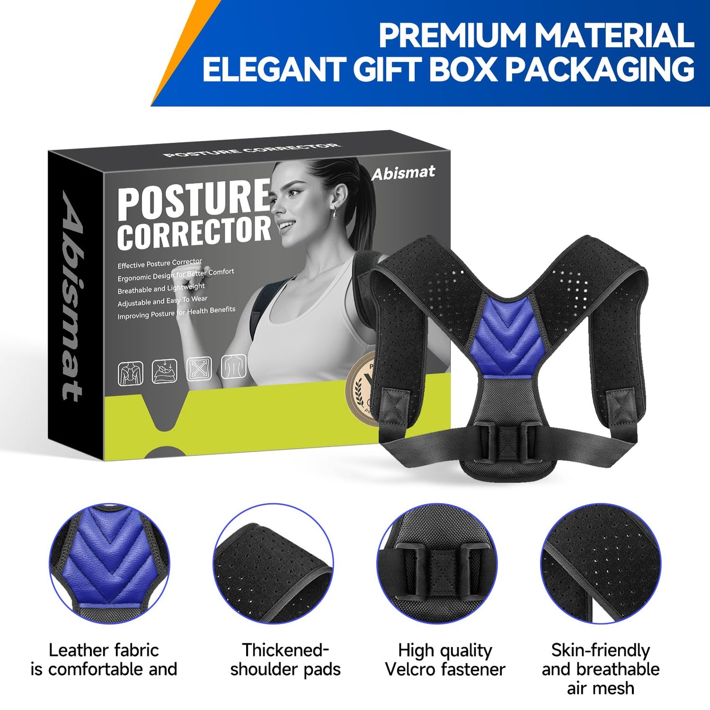 Abismat Back Posture Corrector for Men Women, Invisible Back Brace Shoulder Straightener for Neck Shoulder & Upper Back Pain Relief, (Chest Size 27"-38")
