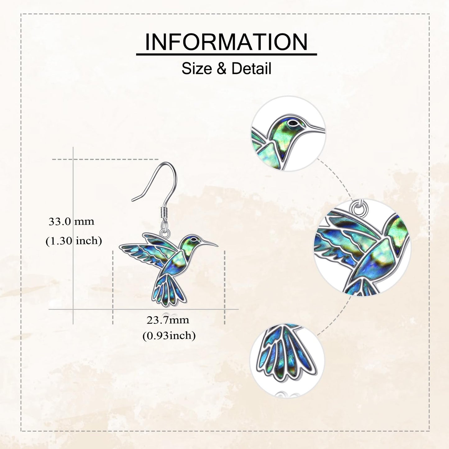 Hummingbird Earrings for Women Sterling Silver Abalone Hummingbird Dangle Earrings Jewelry Gifts for Bird Lovers
