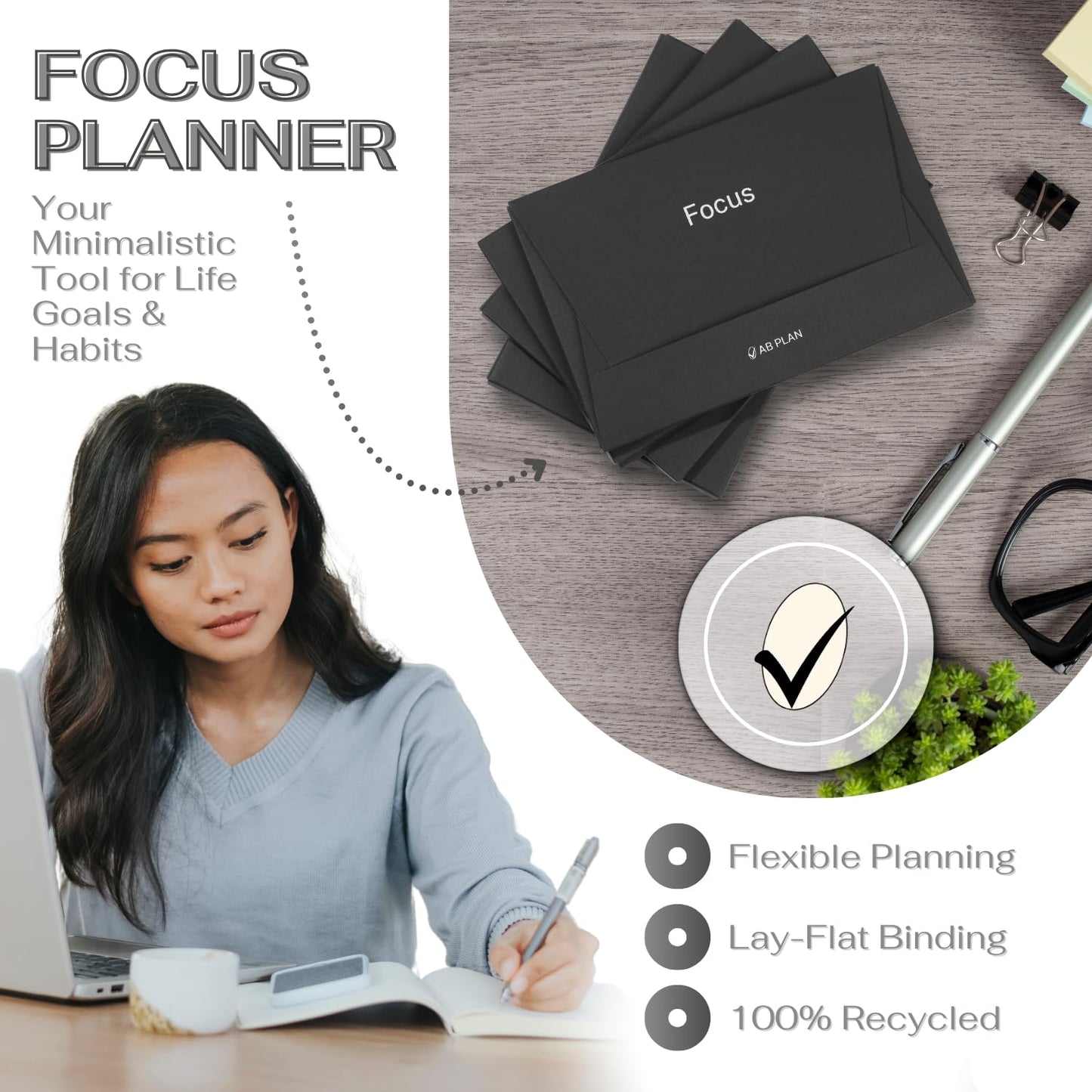 AB Plan Weekly Planner – Hardcover Monthly Planner Habit Tracker – Goal Setting Daily Journal Undated Planner for Women, Men – Ultra-Thick Paper Day Planner For Notes, Organizing, Sleep Habit