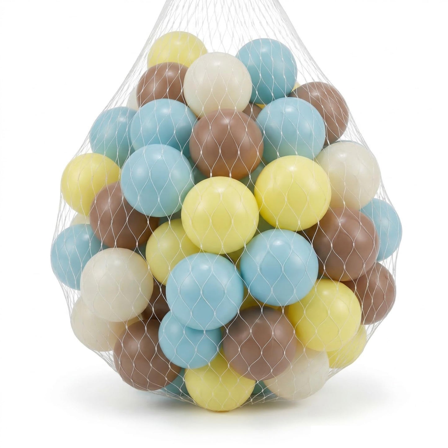 Glispaire 100 PCS Ball Pit Balls, 2.15", Milk White/Milk Yellow/Light Grayish Blue/Coffee, Phthalate/BPA-Free, Non-Toxic Crush-Proof Sensory Balls for Kids