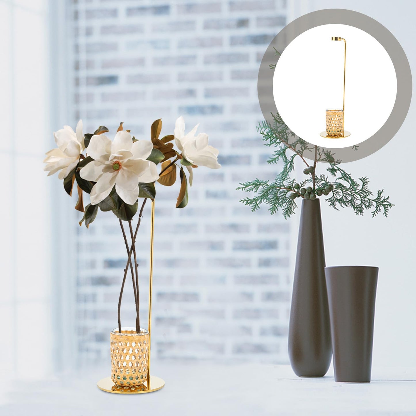 EXAOMBLE Hydroponic Vase with Glass Cup and Stand, Nordic Style Dried Flower Container Plant Terrarium for Home Decor,
