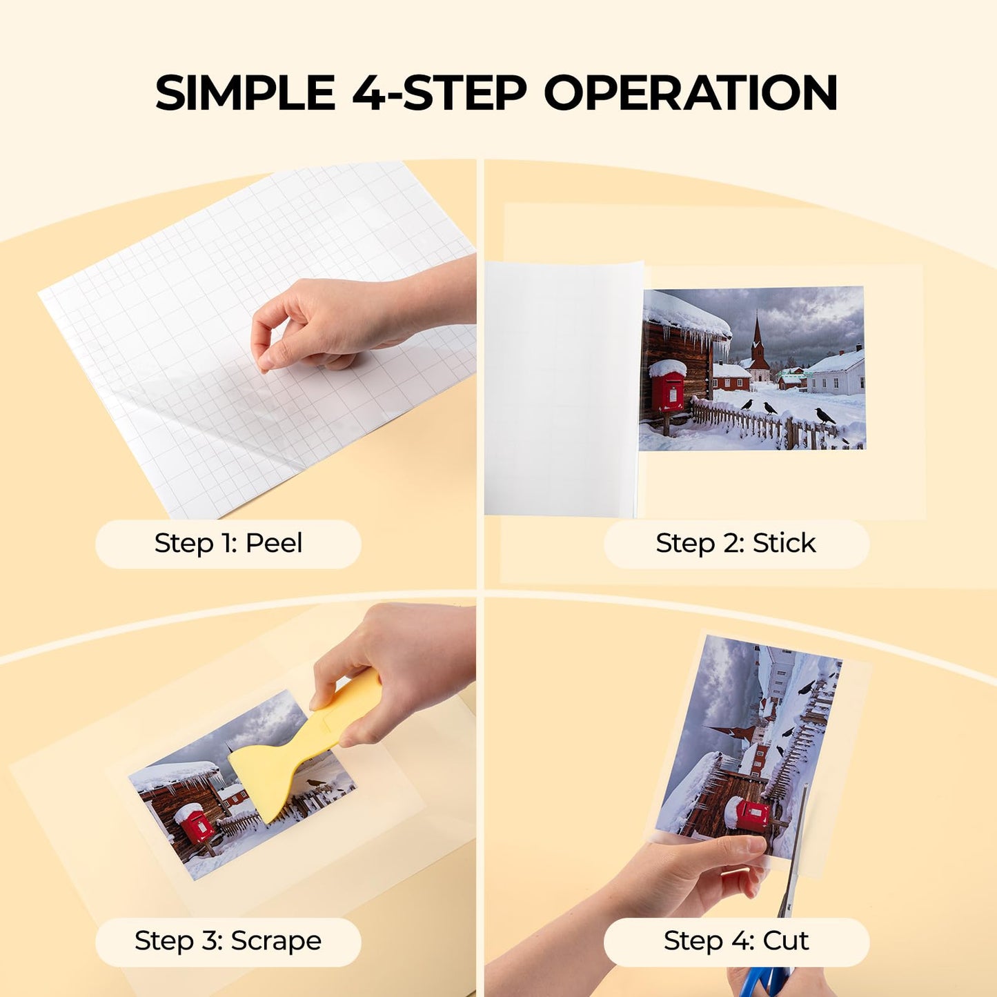 HTVRONT Self Adhesive Laminating Sheets - 50 Sheets, 4mil, 9 x 12 Inches Self Laminating Sheets, No Machine Needed Clear Laminating Sheets for Protecting Documents Photos Menus Stickers Book Cover