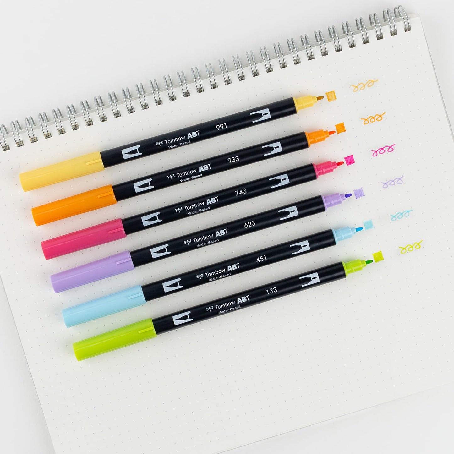 Tombow 56240 Dual Brush Pen Art Markers, Yay Sorbet, 6-Pack. Blendable, Brush and Fine Tip Markers