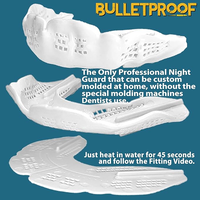 BulletProof Night Guard: World’s Thinnest Mouth Guard For Grinding Teeth At Night. TMJ Bite Clenching Mouthguard For Sleeping. Women Men Nighttime Dental Bruxism Relief Nightguard for Sleep Adult Kids
