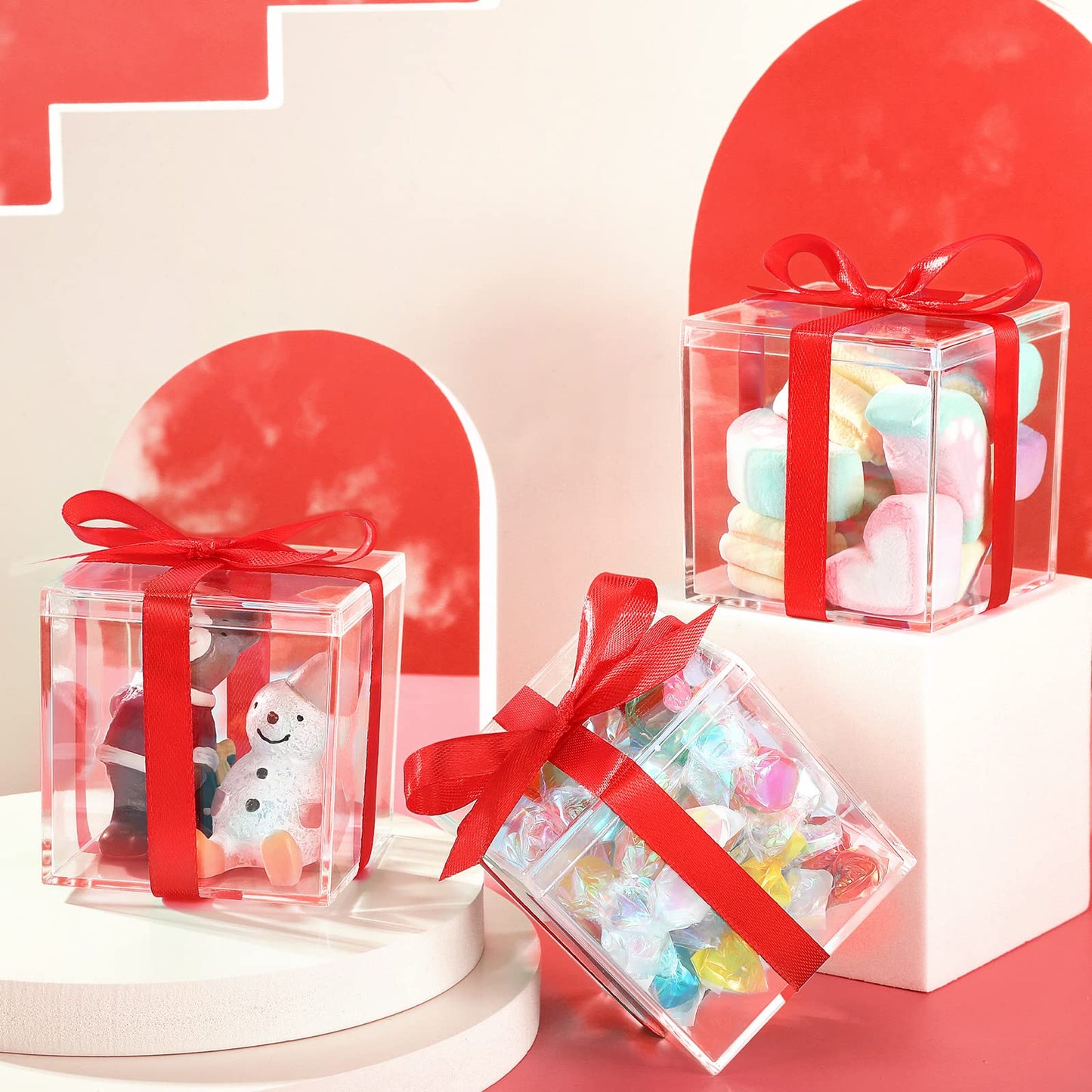 CHENGU 18 Pack Acrylic Boxes Clear Cube Small Square Storage Box with Lid Acrylic Display Small Container Clear Candy Cubes for Candy Jewelry Display(2.6 x 2.6 x 2.6 Inch)
