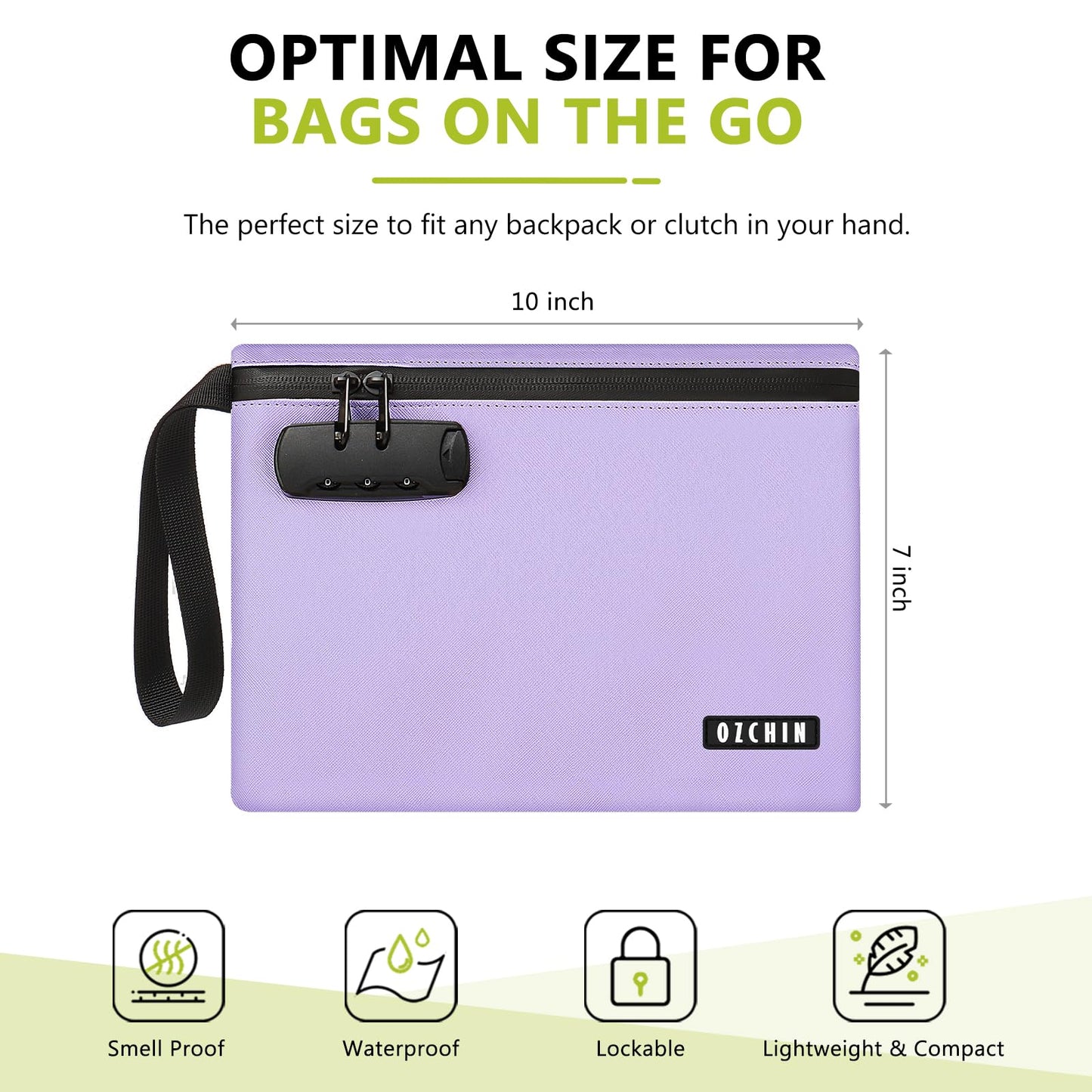 OZCHIN Smell Proof Bag with Combination Lock 10 X 7 inchs Locking Bag PU Leather Waterproof Lockable Case Great Gift Ideal