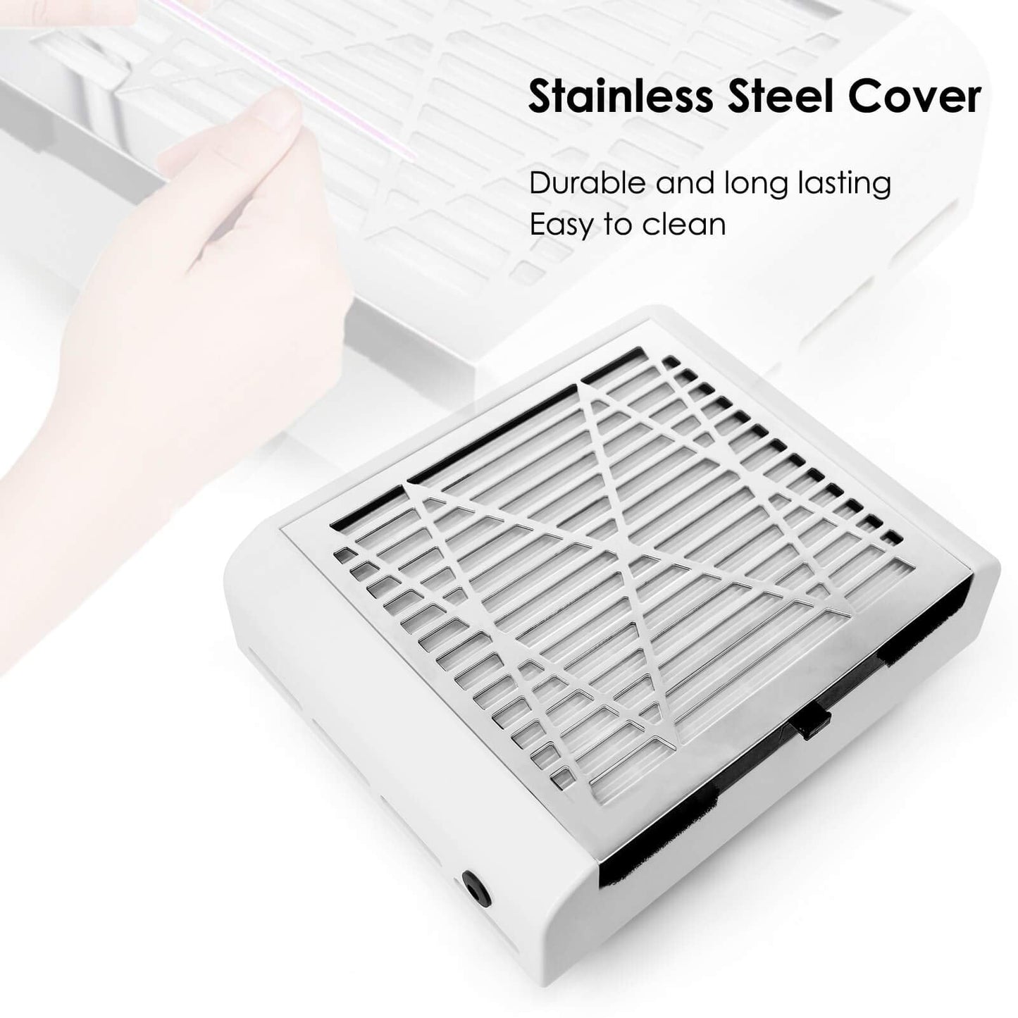 AONOLOVO Nail Dust Collector, Powerful Nail Vacuum Dust Collector Nail Tech Extractor Fan Manicure Tool for Acrylic Nails Removal, White