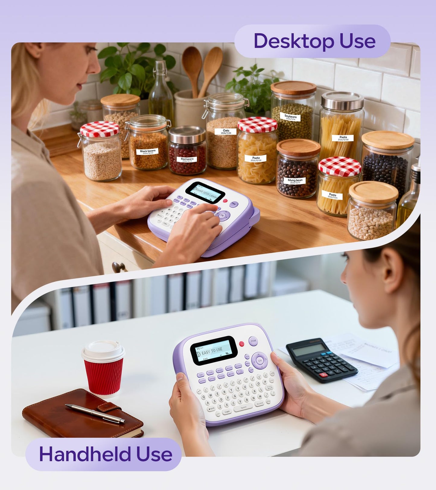 Label Maker Machine with Tapes, Label Maker Waterproof-Labels, Portable D210S Labeler Machine with Tapes 4PK Bundle 12mm 0.47 Laminated White, Wireless Labeling Machine for Jars Bottle School Supplies