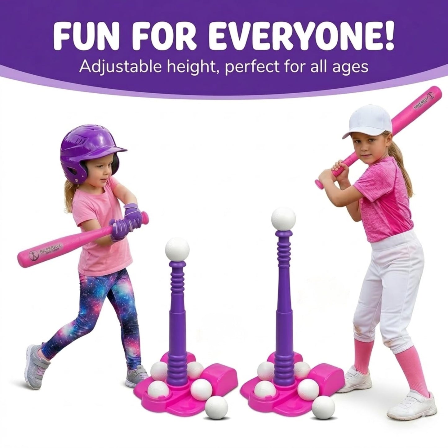 T Ball Stand for Kids and Toddlers 1-3, 3-5, 5-8. Baseball Set Includes 6 Large Balls, an Adjustable Tball Batting Tee, and a Pitching Machine. Kids Bat and T-Ball Set