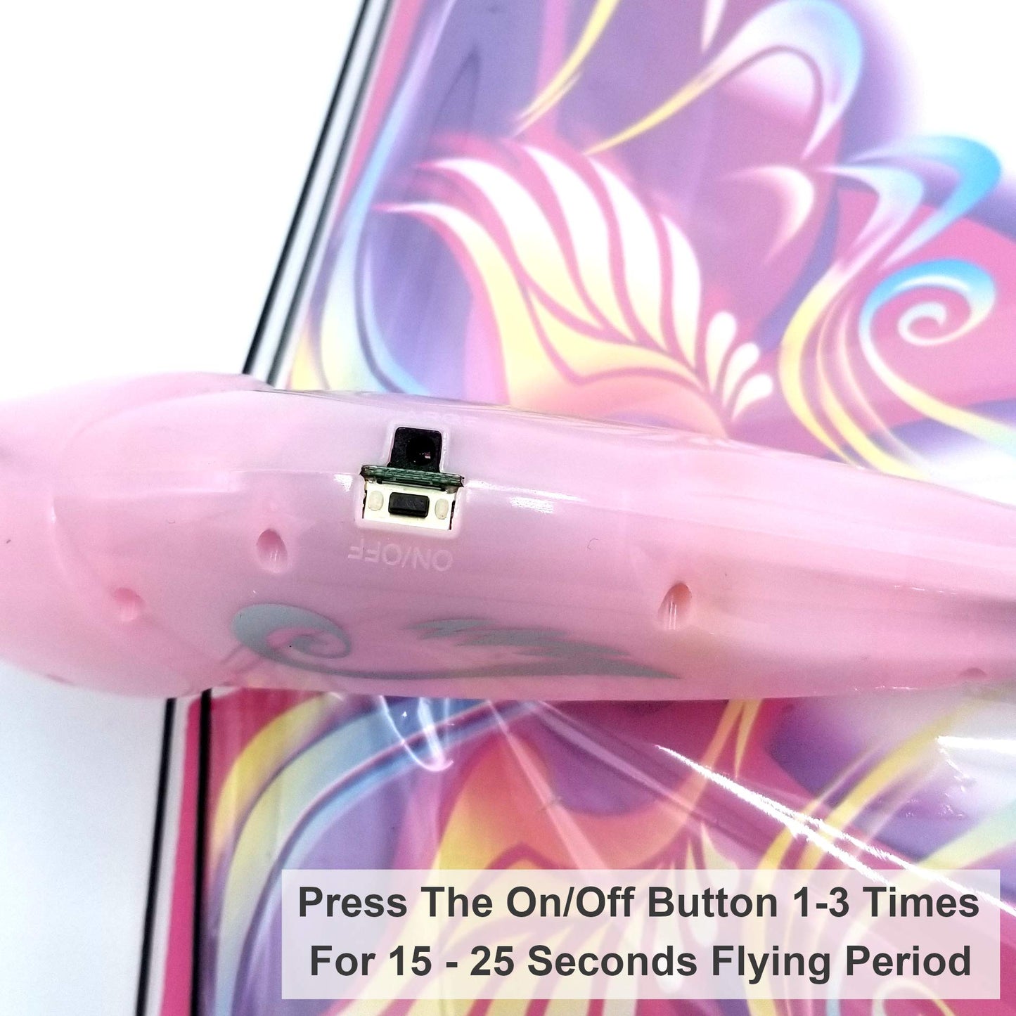 Self Flying eBird Pink Butterfly - Electronic Flying Bird Drone Toy. Adjust The Rudder to Make The Flapping Wings Bird Fly Forward and Back to You. 3 Flying Models! No Remote Control Needed