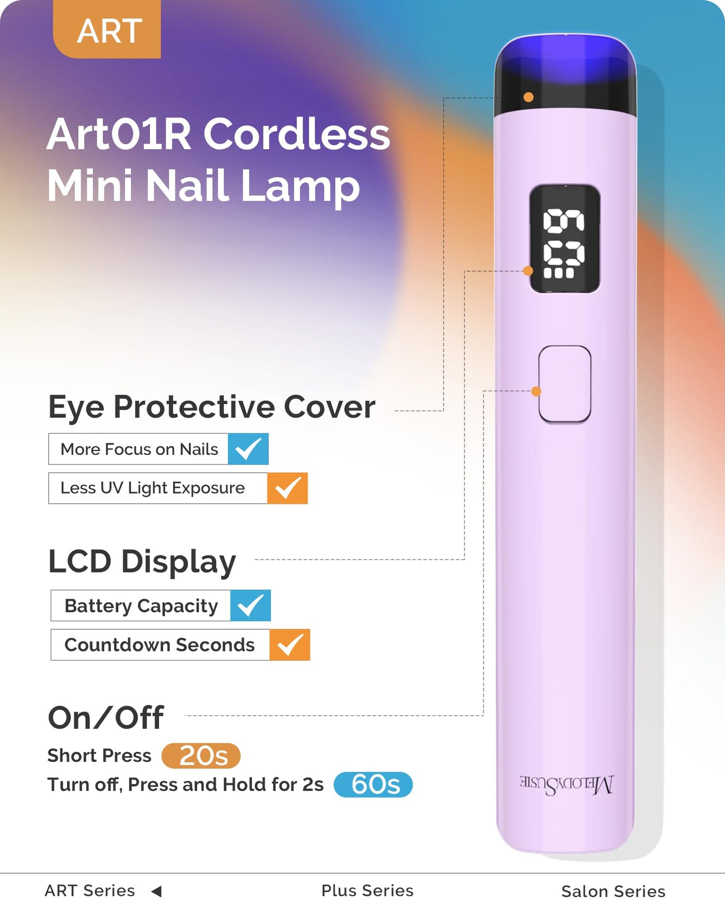 MelodySusie Handheld UV Light for Gel Nails with Stand with 3D Mixed Nail Charms and Gems