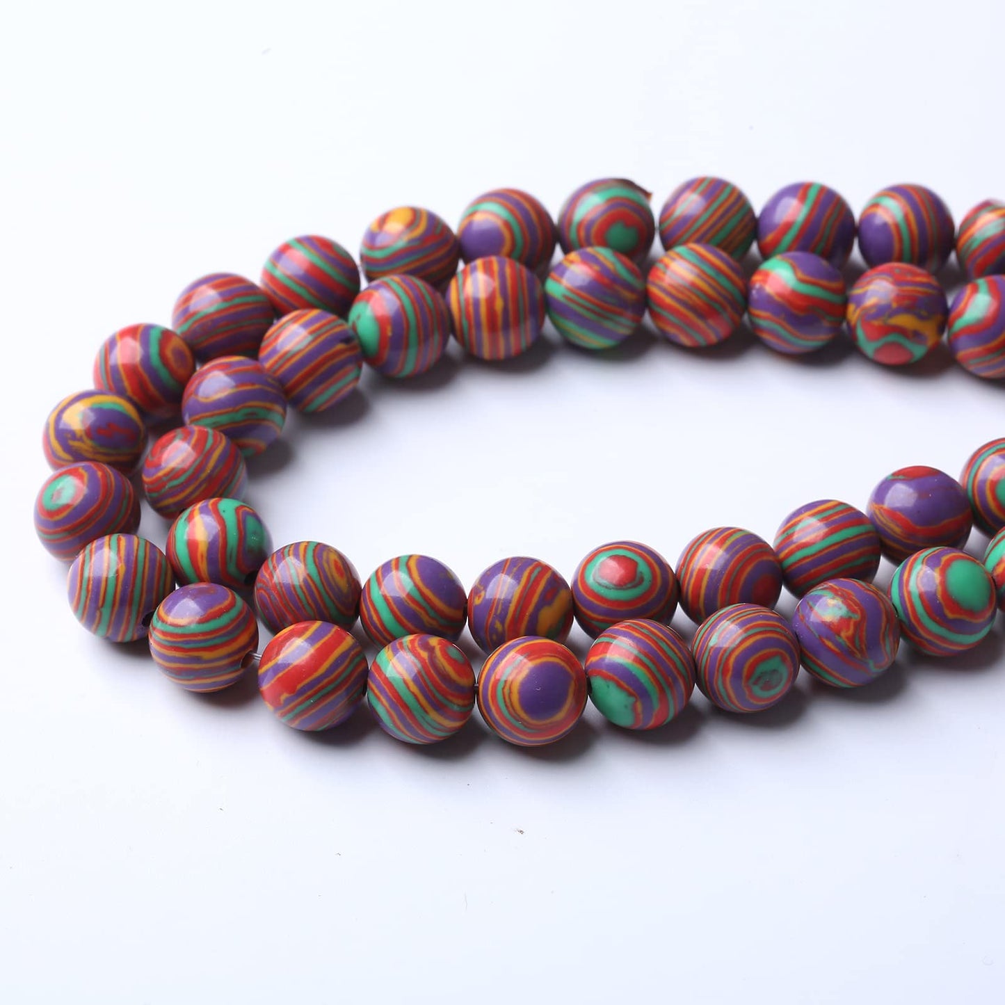 90pcs 4mm Natural Stone Beads Rainbow Malachite Round Loose Beads for Jewelry Making DIY Bracelet Crystal Energy Healing Power Stone(4mm, Colorful Malachite)