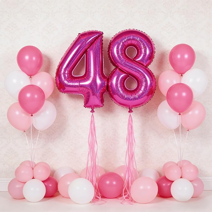 Laser Hot Pink 3 Balloon, Number Balloons 40 Inch, 3rd Birthday Decorations for Kids Girls Women Party Supplies for Party Decorations, Number 3 Balloon