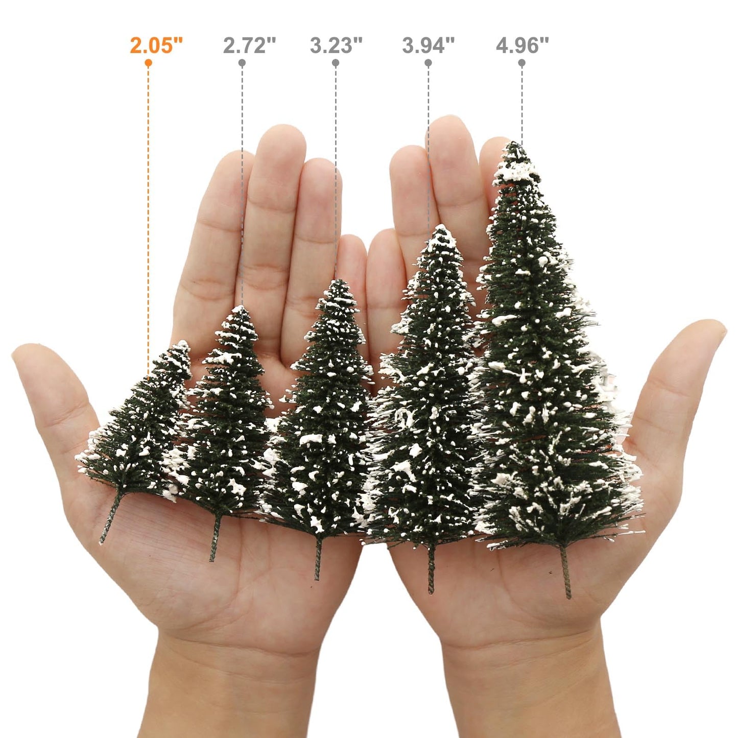 50PCS Model Cedar Trees with Snow 2.05 inch (52 mm) for Diorama Train Railway Winter Scenery Landscape Layout HO N Scale (2.05Inch(52mm)-50PCS)