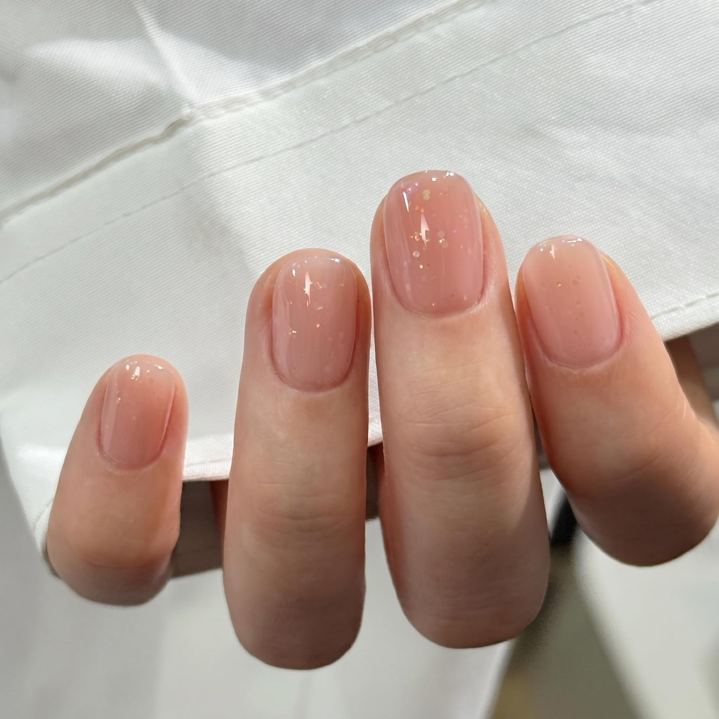 CurvLife Soft Gel Square Extra Short Press-On Nails, Reusable Fake Nails with Glue & Adhesive Tabs, 30PCS Salon-Quality Stick-On Nails for At-Home Manicure (Nude Luster)