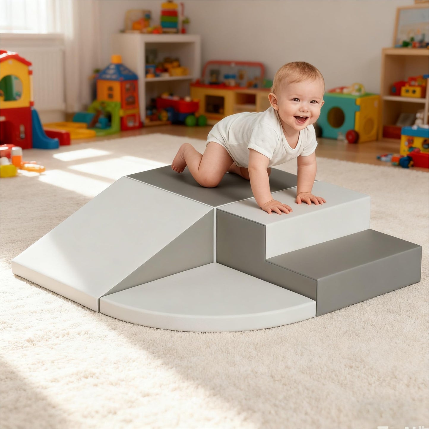 RDHOME 4-Piece Toddler Climbing Toys, Baby Soft Foam Climbing Blocks Set for Indoor Crawling Climbing and Sliding, Modular Play Structures 1-3 Years Old Climber Activity Playground