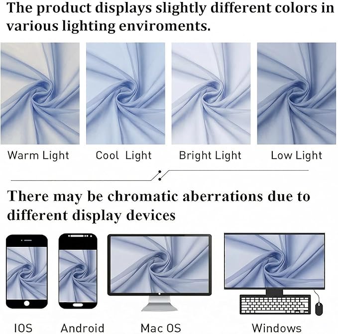 Lecloud Denim Blue Sheer Curtains 63 Inch Length 2 Panels, Light Filtering Voile Bedroom Curtains with Rod Pocket, Airy Farmhouse Window Drapes for Living Room Dining Room, Each Panel 42" W x 63" L