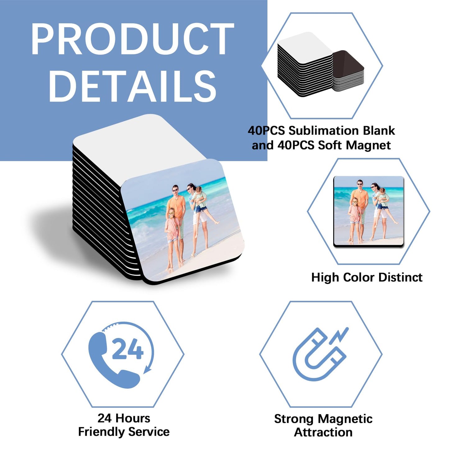 80PCS Sublimation Magnet Blanks 3x3 Bulk Square Produnts 40 Pcs Sublimation Blanks and 40Pcs Soft Magnetic for Kitchen Personalized Sublimation Refrigerator Fridge Magnets Blank Set for DIY Craft