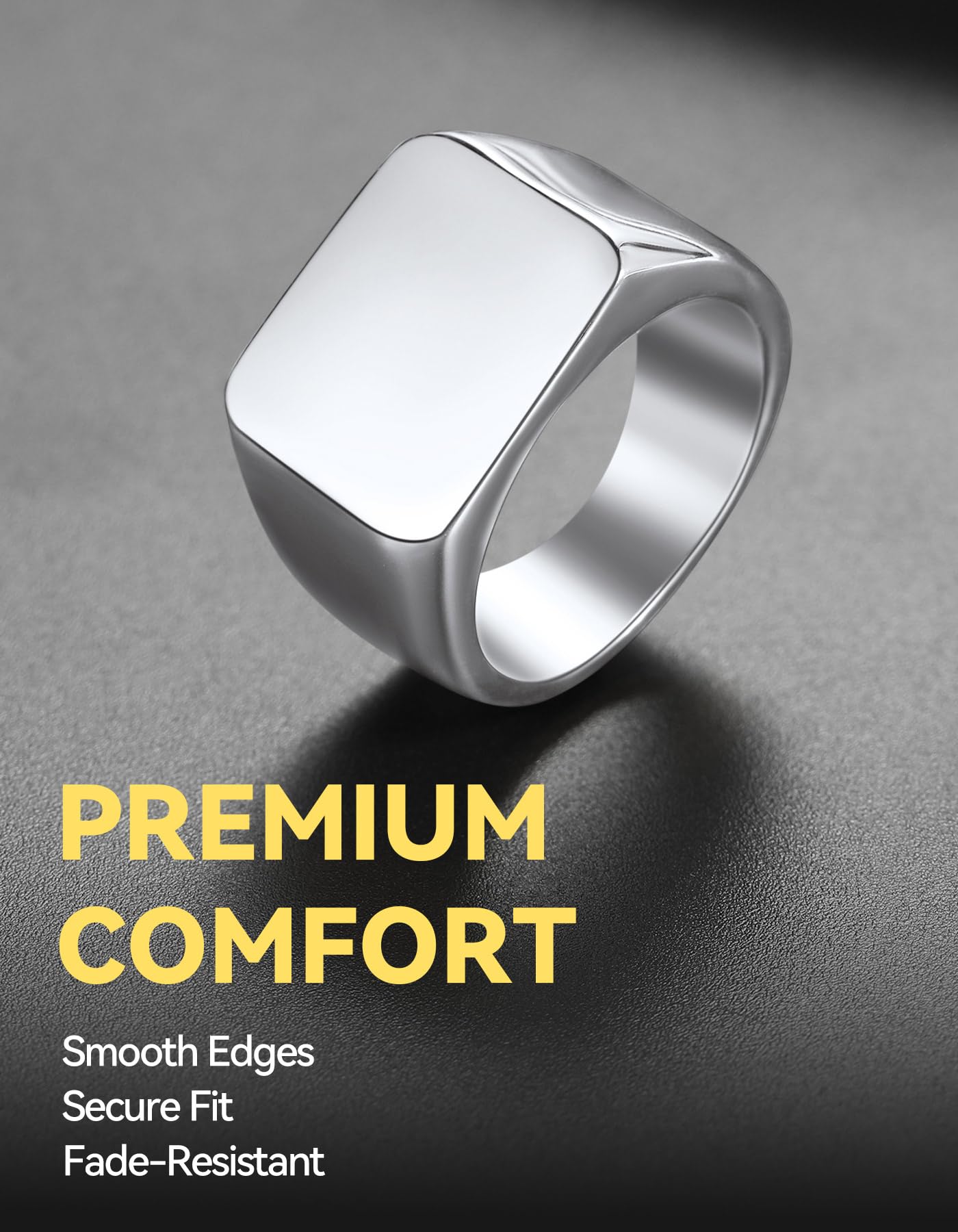 ChainsHouse Signet Rings Stainless Steel Biker Ring for Men Women, Solid Polished Statement Hip Hop Thumb Ring, Gift for Dad, Size 14