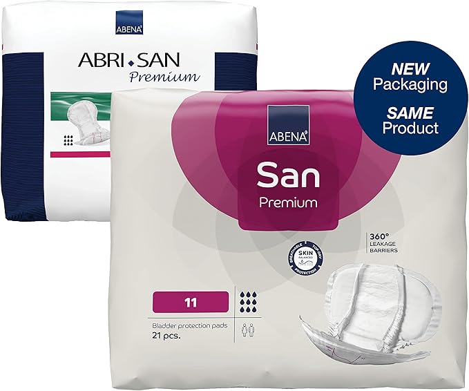 Abena San Premium Incontinence Pads, Heavy Absorbency, (Sizes 8 to 11), Size 11, 168 Count