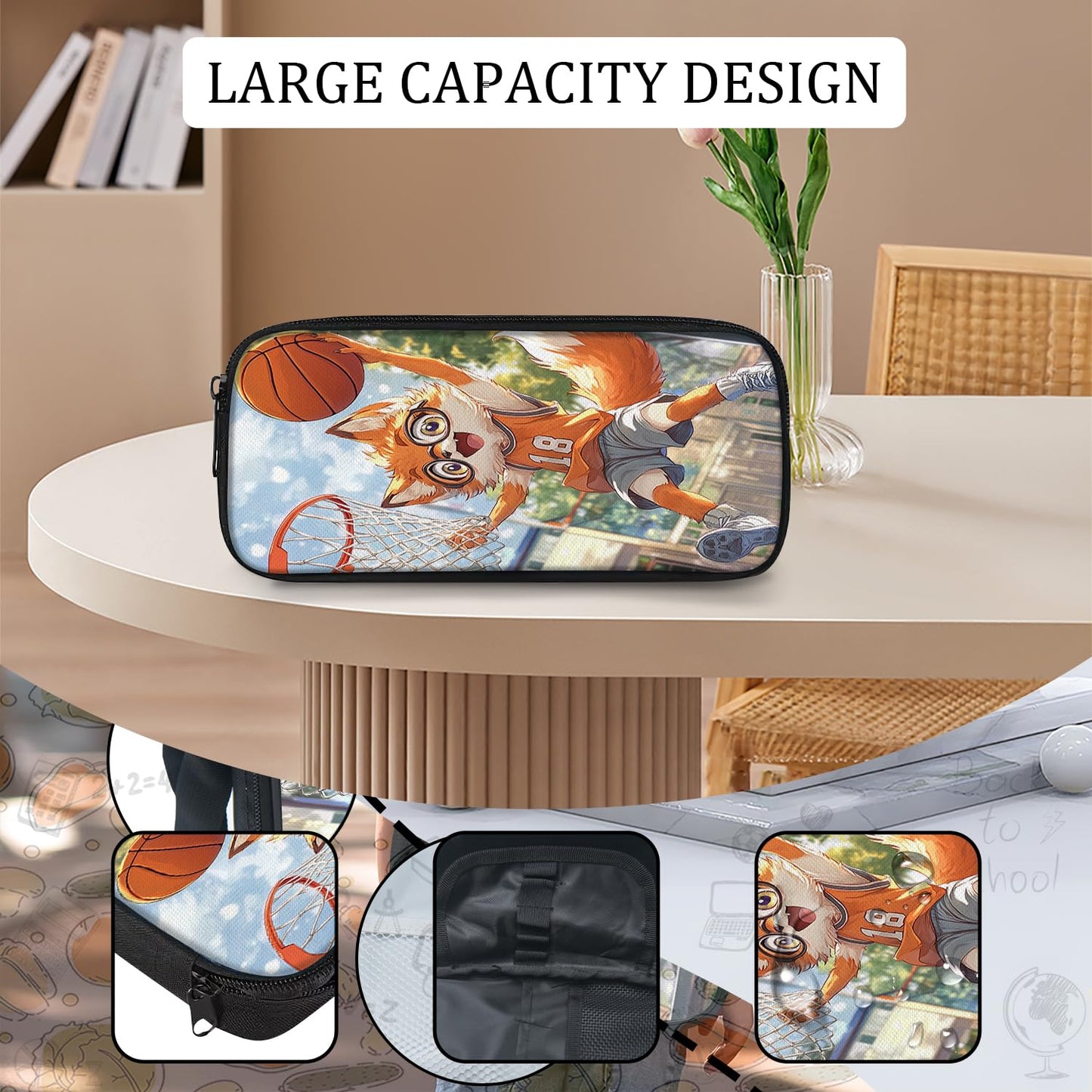Arevigh Fox School Backpack 3 Piece Set Backpack Lunch Bag Pencil Case Waterproof Fabric for School Gifts for Students Kids Toddler Boys Girls Elementary Middle