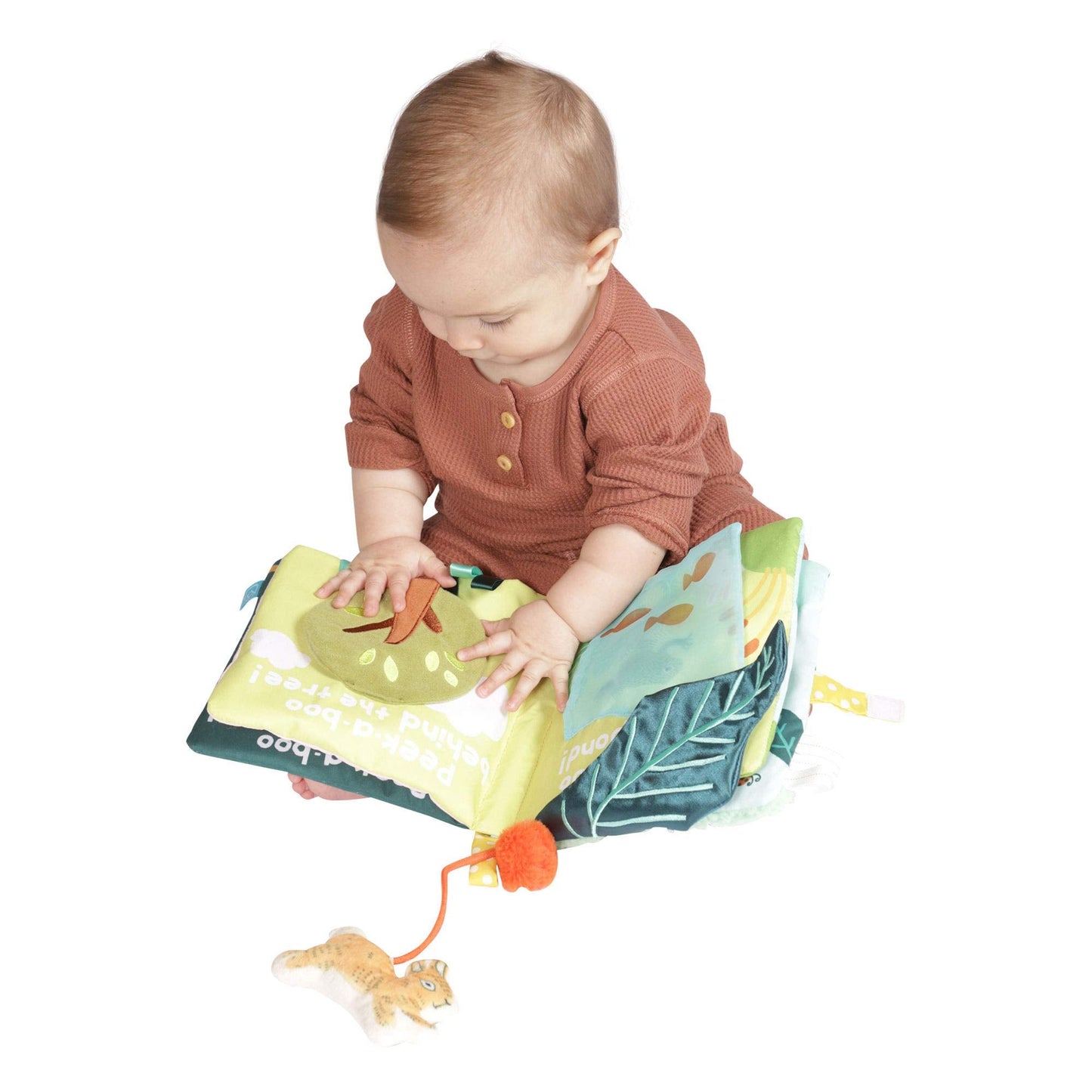 Manhattan Toy Fairytale Peek-a-Boo Soft Activity Crinkle Book for Baby & Toddler with Tethered Bunny Squeaker Small