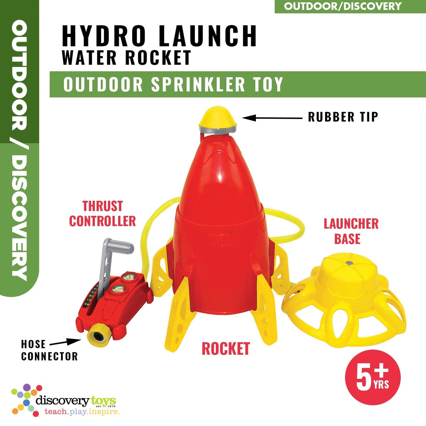 Discovery Toys Hydro Launch Water Rocket Outdoor Sprinkler Toy w/Hand Throttle Control | Kid Powered Learning | STEM Educational Toy Learning & Childhood Development 5 Years and Up | Summer Toy