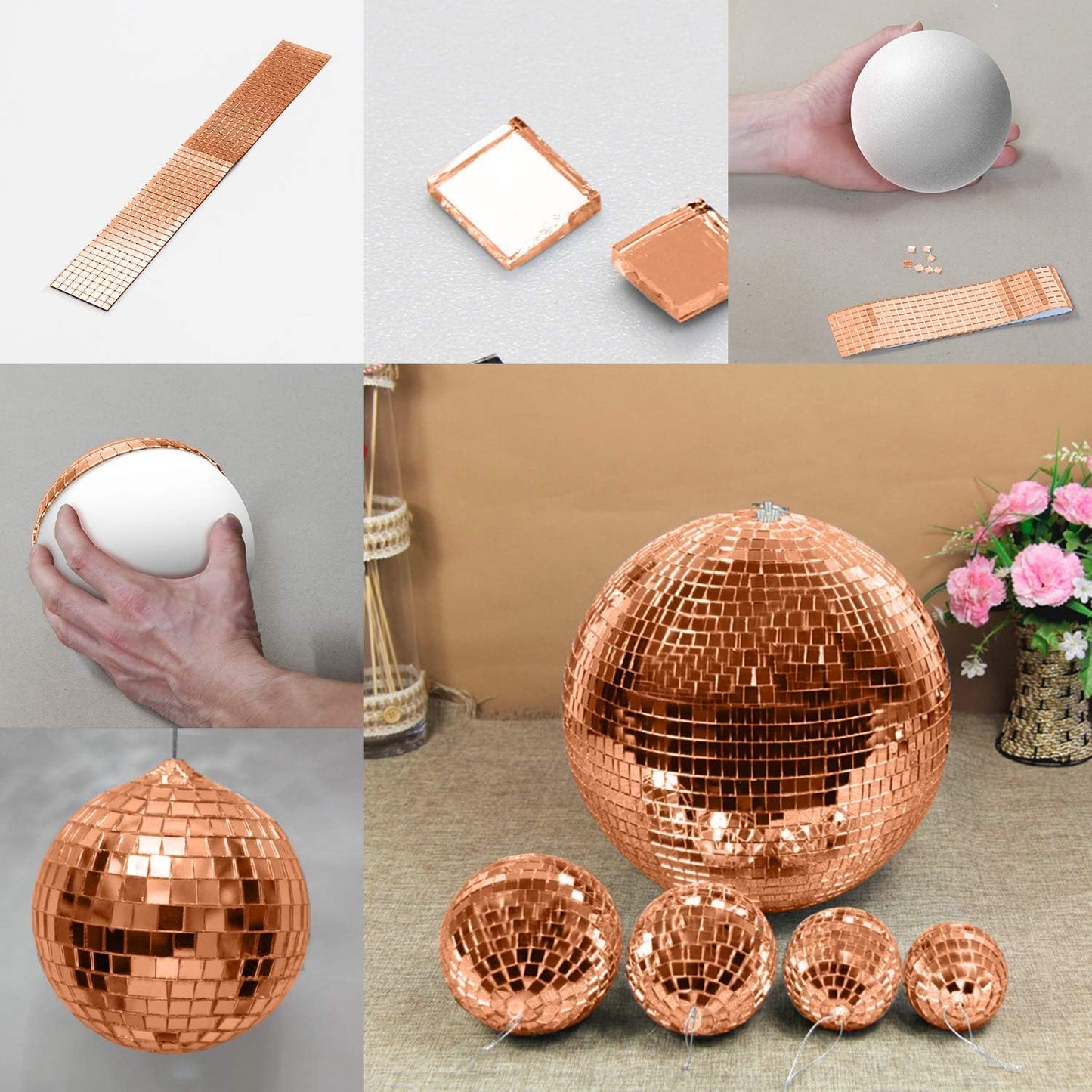 Self Adhesive Disco Tiles-4720PCS 5x5 mm Glass Mosaic Mirror Tiles for Crafts - Disco Ball Decor,DIY Cowboy Hat,Mirror Frame Border and Art Collage,Unique DIY Gift