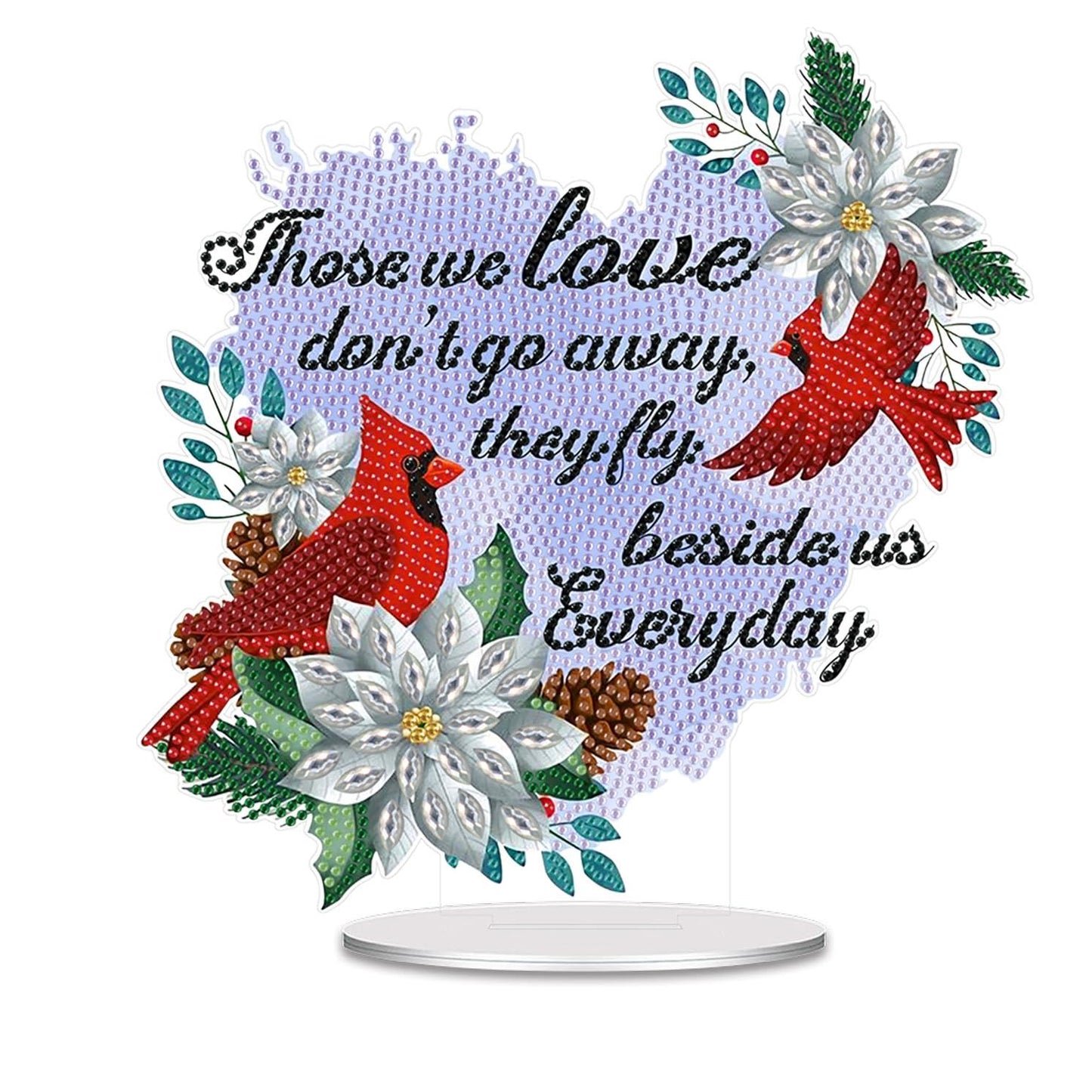 SHLUHA Diamond Art Kits for Adults Diamond Art Cardinals Design Special Shape Acrylic Tabletop Ornament Crystal Mosaic Home Table Decor Handmade Christmas Gift(LL064)