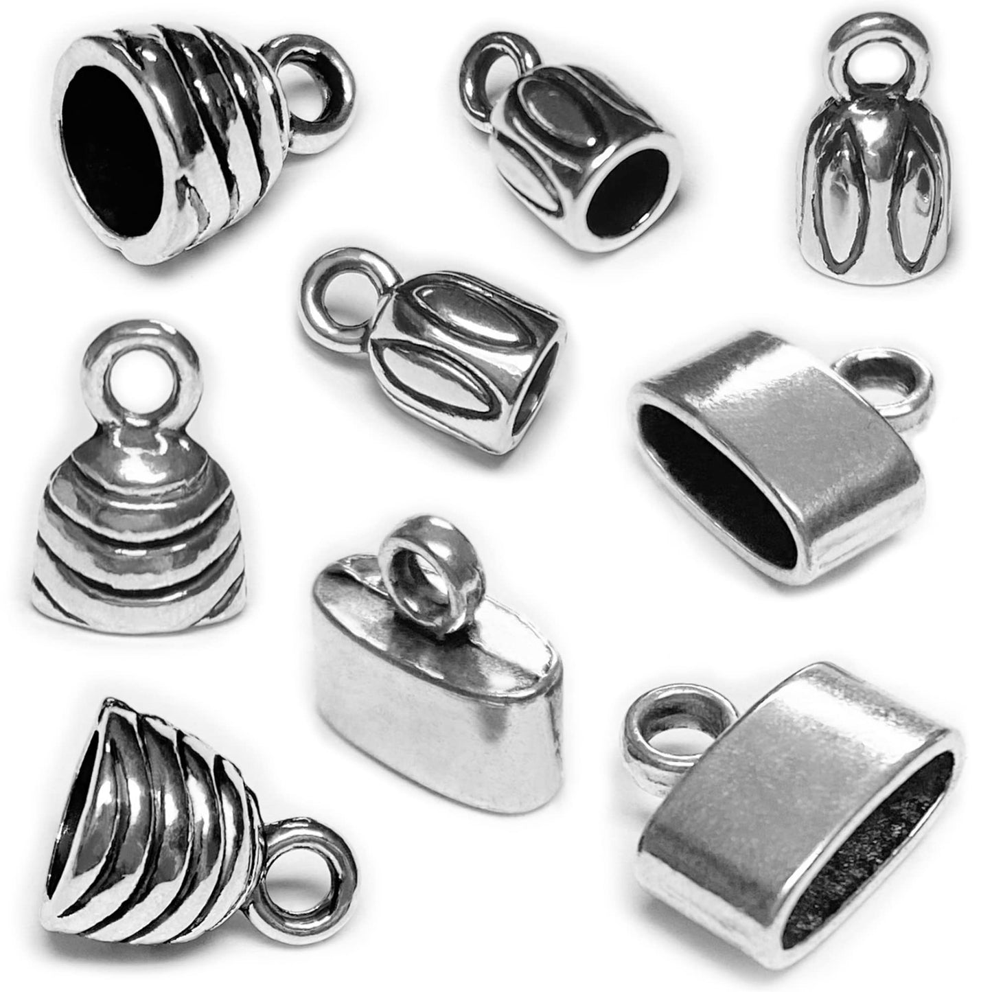 Silver Cord End Cap 90 Pcs Kumihimo Kit Flat Leather Cord End Caps Round Tassel End Caps Barrel End Caps Bracelet Making Supplies Leather Bracelet Making Kit by Heather's cf