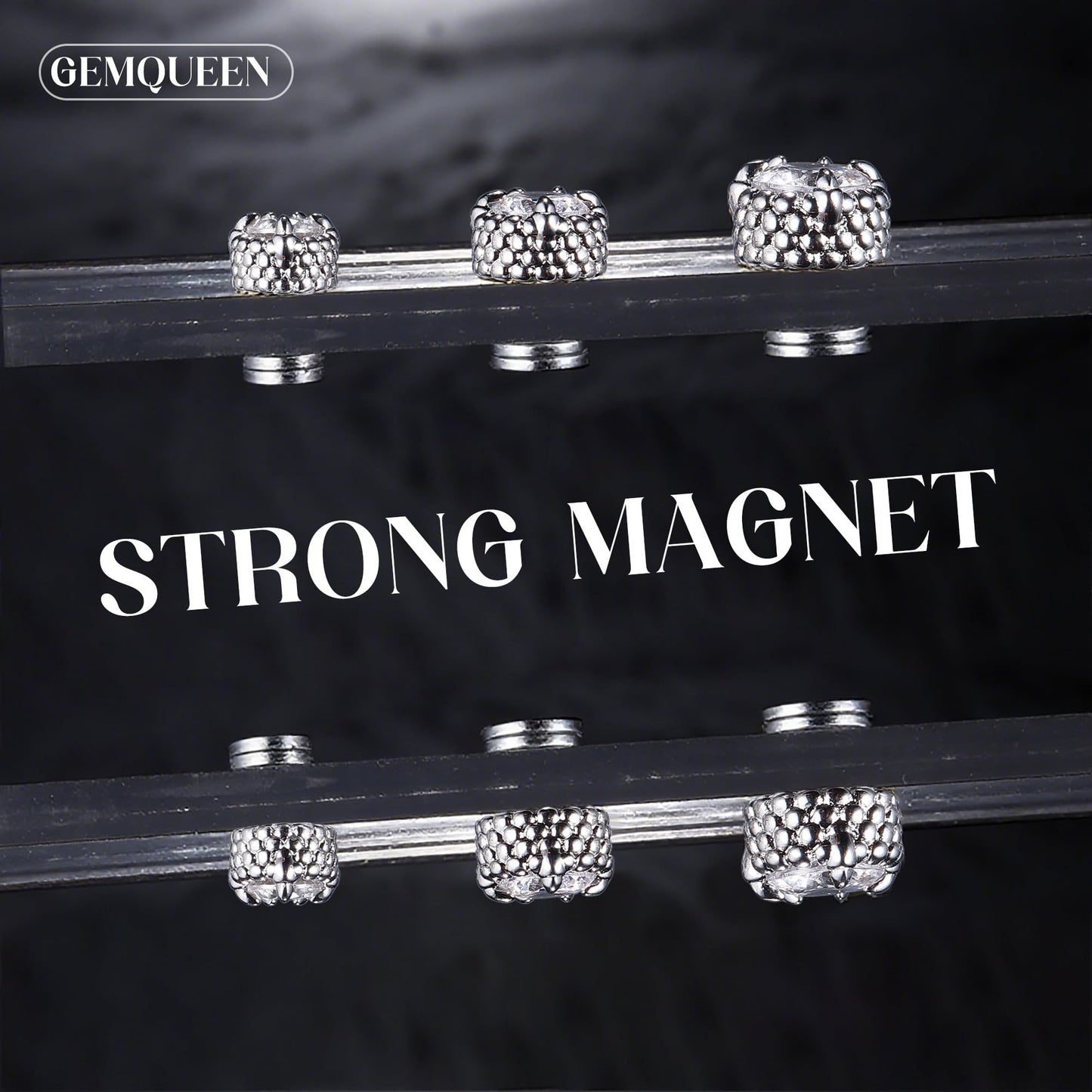 GEMQUEEN Magnetic Earrings for Men Women - 5A Shiny CZ Dragon Claw Punk Hypoallergenic Stainless Steel Non Piercing Clip on Fake Earrings Studs Silver 5MM Not Easy to Fall