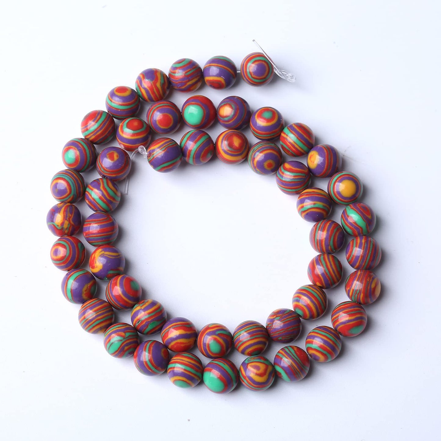 90pcs 4mm Natural Stone Beads Rainbow Malachite Round Loose Beads for Jewelry Making DIY Bracelet Crystal Energy Healing Power Stone(4mm, Colorful Malachite)