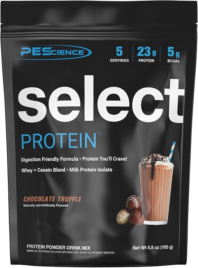 PEScience Select Low Carb Protein Powder, Chocolate Truffle, 5 Serving, Whey and Casein Blend, Keto Friendly, Gluten Free, Best Tasting, Clean Isolate for Women and Men