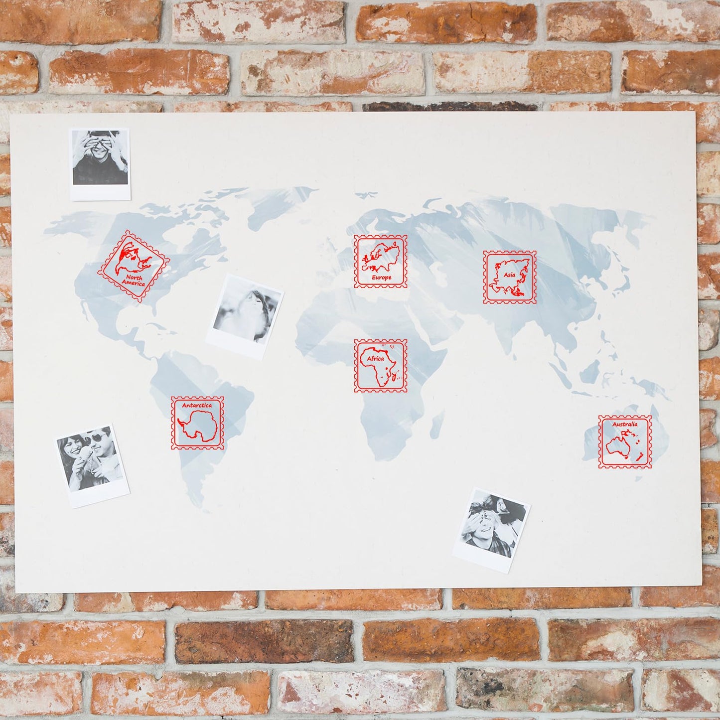 Tosstuki 7 Pcs Continent Rubber Stamp Frames Passport Stamps Continents Rubber Stamp Set for Card Making Decoration and Scrapbooking Supplies DIY Tools Gifts