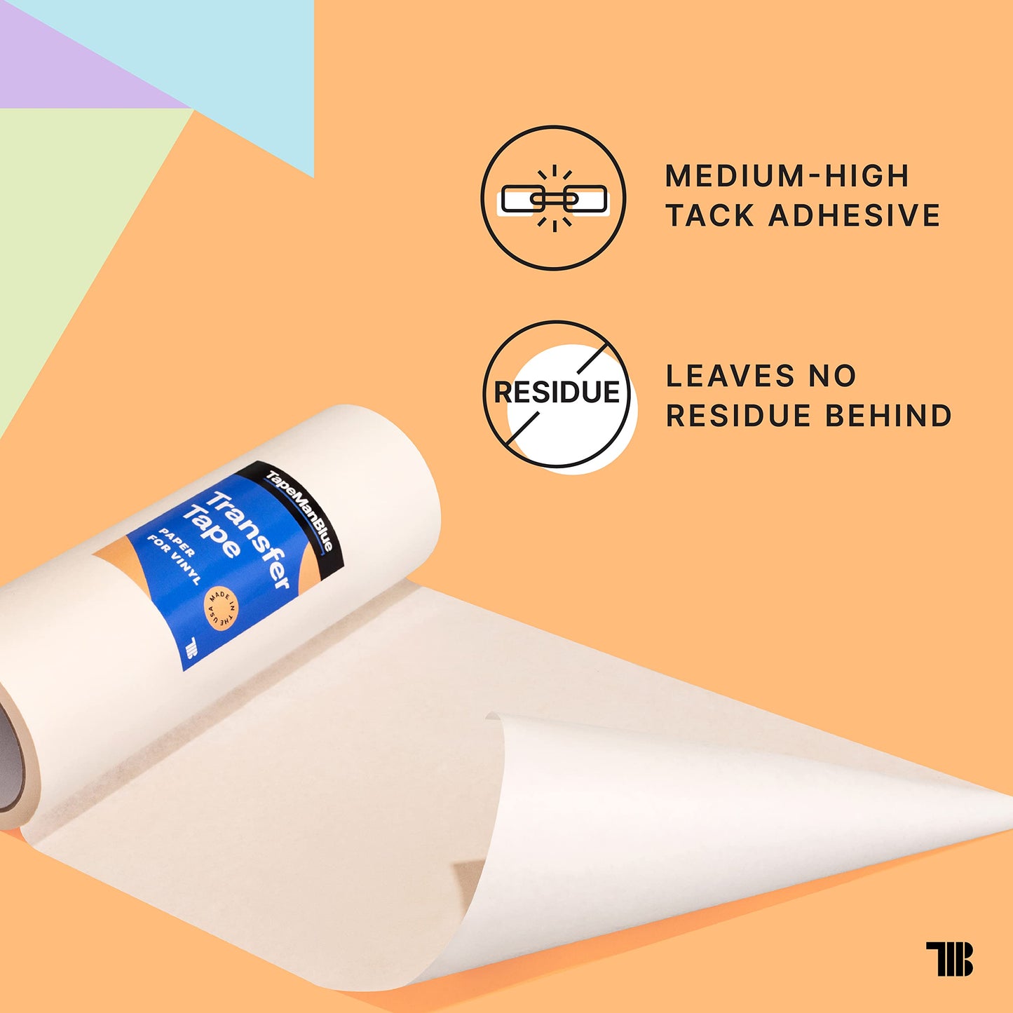Transfer Tape for Vinyl, 24 inch x 100 feet, Paper with Layflat Adhesive. American-Made Application Tape for Craft Cutters and Sign Makers