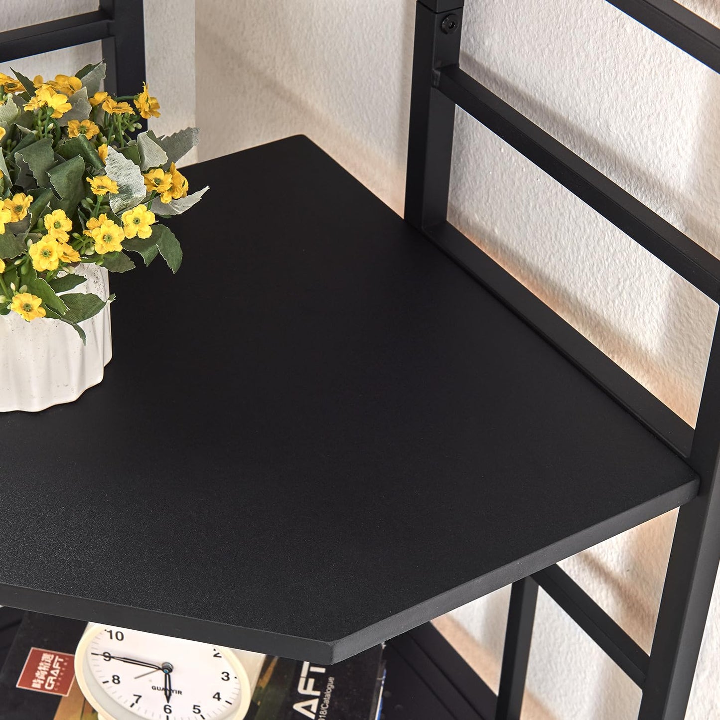 HOMISSUE Corner Shelf, 6 Tier Tall Narrow Bookshelf 76.9", Industrial Corner Bookcase with Storage for Home Office Living Room and Bedroom, Black