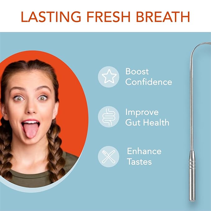 Tongue Scraper 100% Stainless Steel • Premium Tongue Cleaner • Improve Oral Health • Freshen Breath (1 Count)
