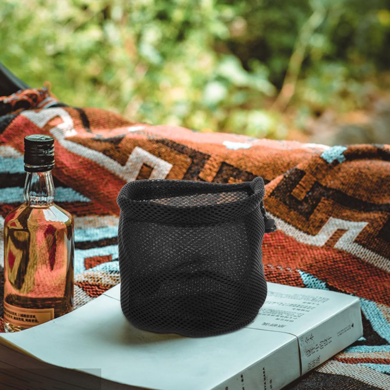BESPORTBLE Camping Storage Bag Lightweight Mesh Organizer for Cooking Utensils Cups Kettles Portable Round Bottom Outdoor Kitchen Essentials