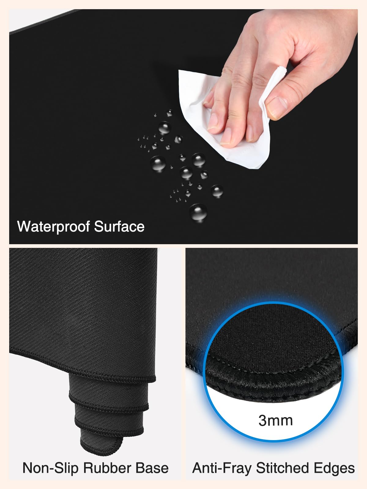2-in-1 Mouse Pad with Magnetic Wireless Charging, 31.5"x11.8" Large, Waterproof Smooth Surface, Non-Slip Base, No Adapter, Black