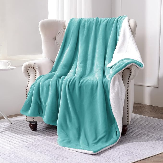 SOCHOW Sherpa Fleece Throw Blanket, Double-Sided Super Soft Luxurious Plush Blanket Throw Size, Lake Green, 50x60 inches