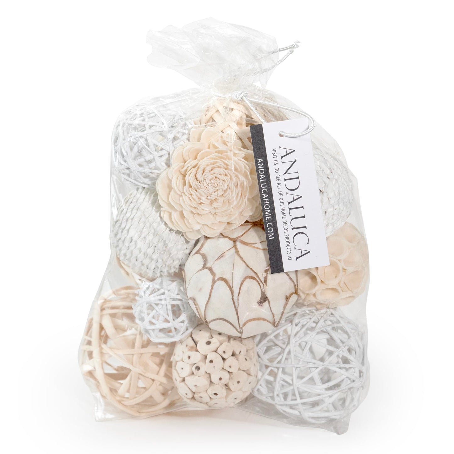 ANDALUCA Decorative Balls Bag Bowl Filler Home Decor (White)